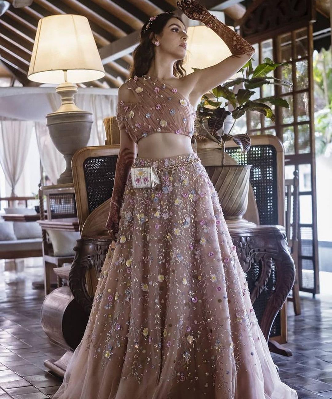 pastel lehenga for mehendi