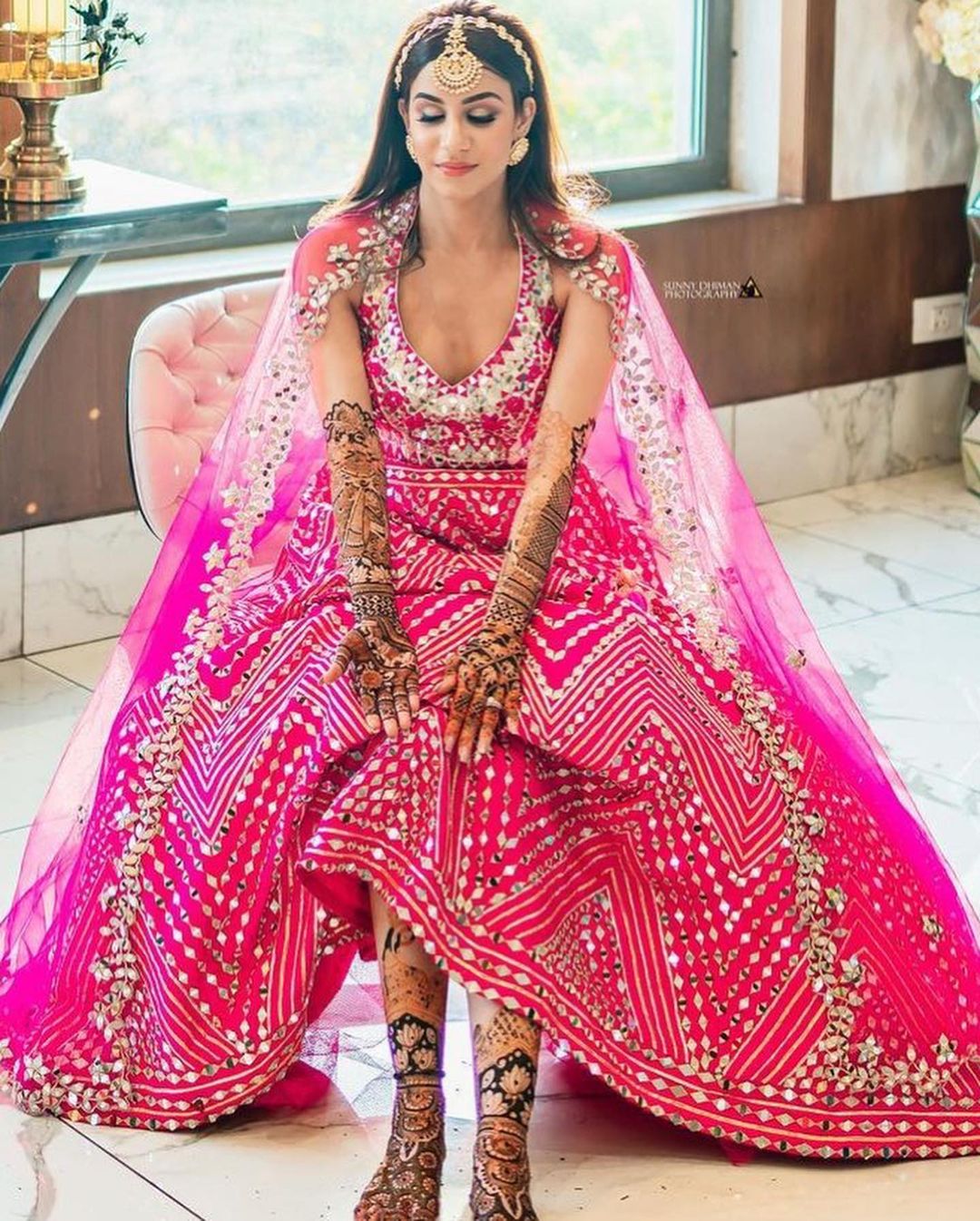 mirror work lehenga