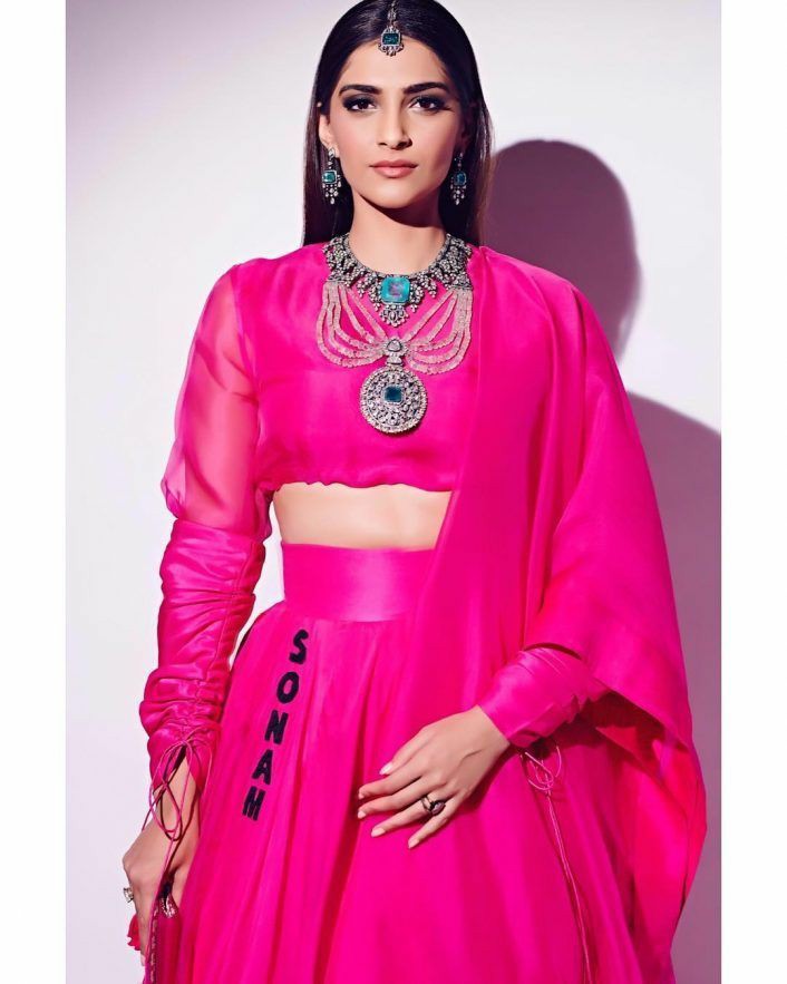 Sonam Kapoor in hot pink lehenga