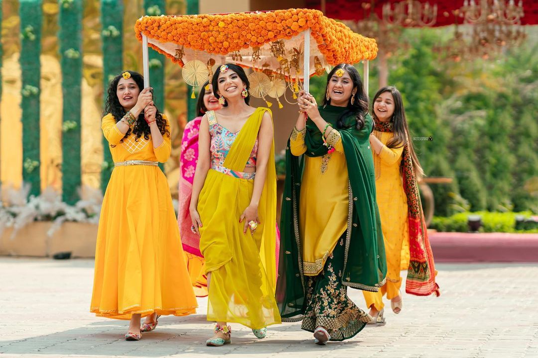 bridesmaid and bride entry