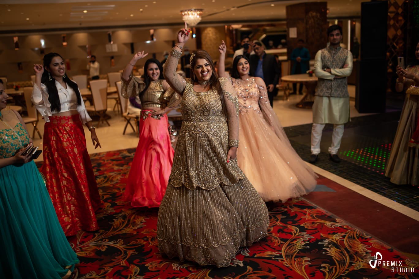 bride and bridesmaid dance 