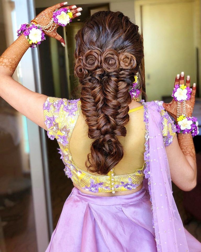 Short hair braid for mehendi