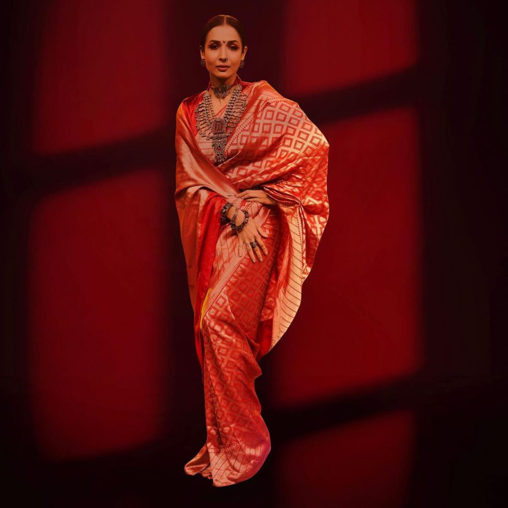 red banarsi saree for karwachauth