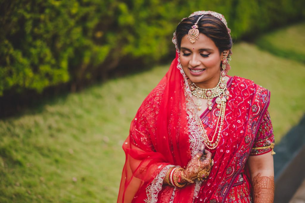 Bride in red lehenga