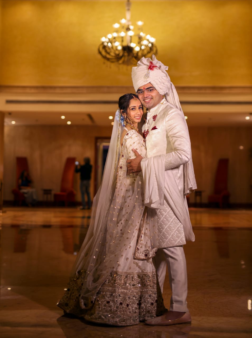 bride in white lehenga