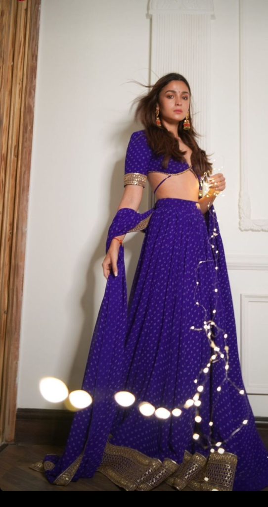 blue bandhani lehenga