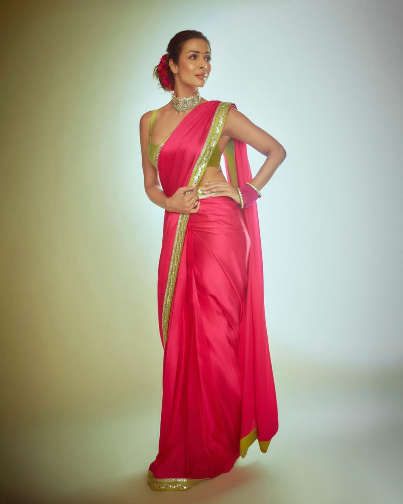 hot pink saree