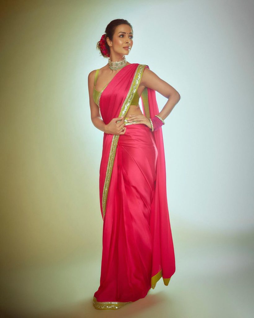 hot pink saree