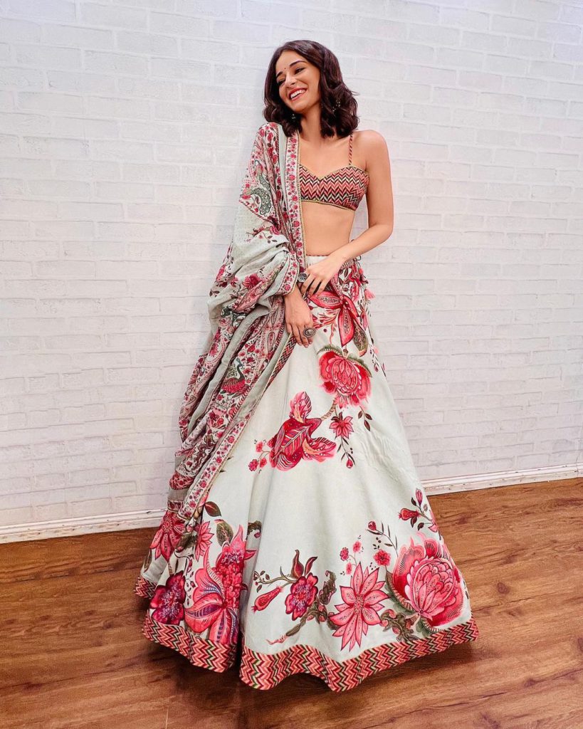 ananya pandey in floral lehenga