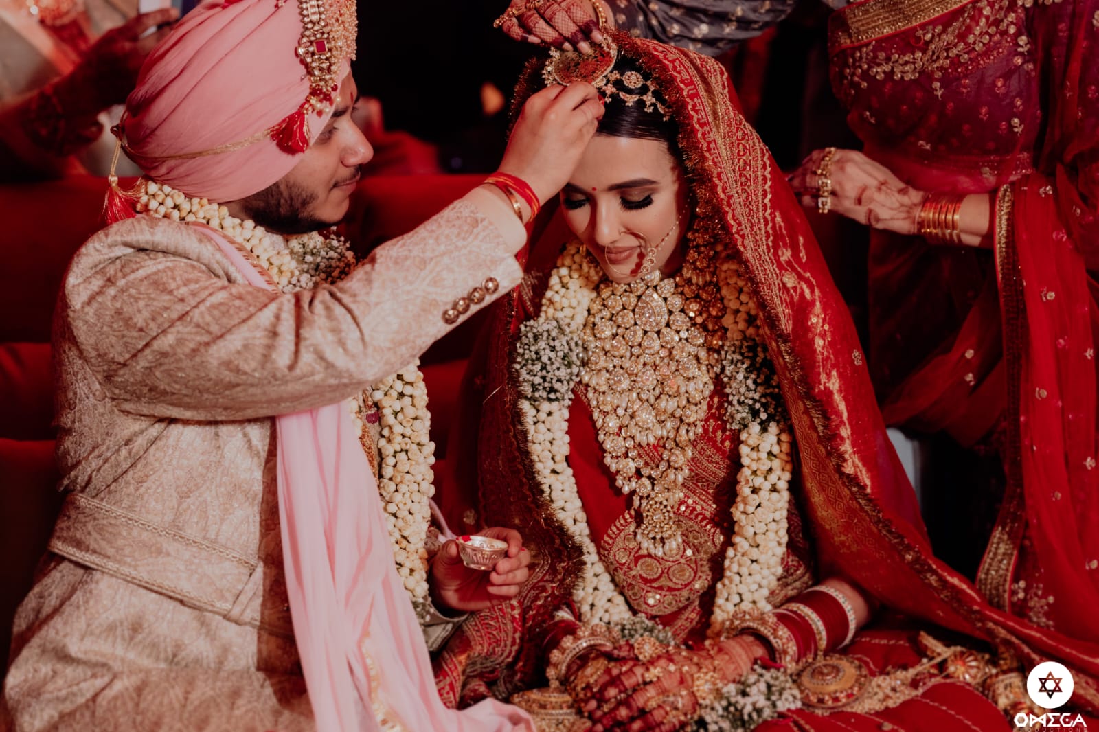 red lehenga