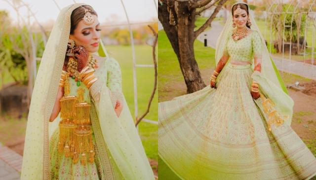 pastel green lehenga